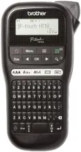 Schwarzes Brother PT-H110 Beschriftungsgerät mit Tastatur und Display.
