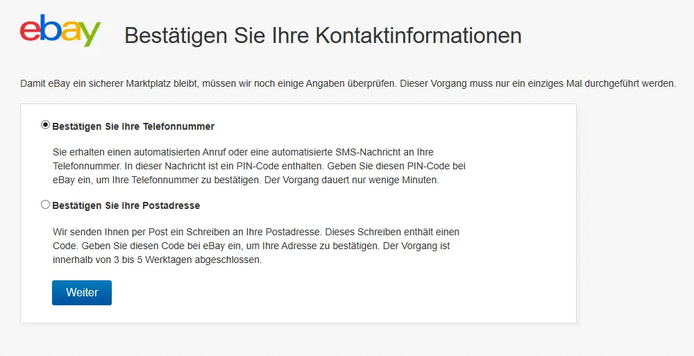 Gewerbliches eBay Konto erstellen: Angaben zum Unternehmen