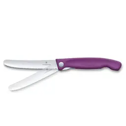 Victorinox Picknickmesser, faltbar, Wellenschliff, 11 cm, Violett
