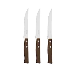 Tramontina Steakmesser Set TRADICIONAL, 3 Stück mit Holzgriffen aus rostfreiem Edelstahl