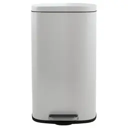 Spirella Akira Treteimer 50L Edelstahl, elegantes Mattweiß mit leiser Schließfunktion