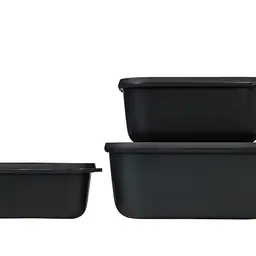 Mepal Cirqula Multischale 3-teiliges Set - Vorratsdosen für Kühlschrank & Mikrowelle - Nordic Black