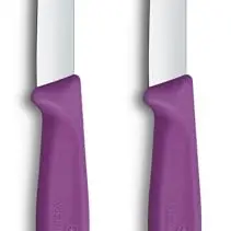 Victorinox Swiss Classic Schäl- und Gemüsemesser Set 2-teilig, Extra scharf, 8 cm, Rostfreier Stahl, Violett