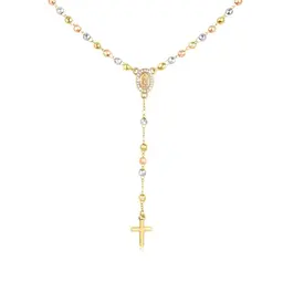 FLHEART Geschenke für Mädchen Rosenkranz Y-Kette mit Maria-Kreuz-Anhänger