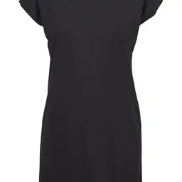 Urban Classics Damen Baumwoll-Kleid mit Stehkragen, überschnittenen Schultern, Regular Fit, Schwarz