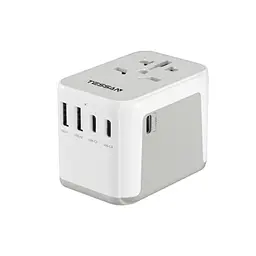 TESSAN Universal Reiseadapter mit 2 USB A und 3 USB C für weltweite Nutzung