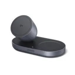 UGREEN Zapix 2-in-1 Magnetisches Qi2 kabelloses Ladegerät 15W für iPhone 12-17 & AirPods, Schwarz, 1m Kabel