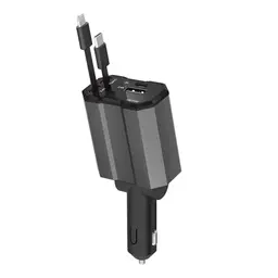 HENLSON 4-in-1 Einziehbarer Zigarettenanzünder mit USB C, 66W Auto Ladegerät für iPhone 16/15/14/13 und Samsung Galaxy