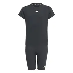 adidas Mädchen Train Essentials T-Shirt und Shorts Set, Schwarz/Weiß, 13-14 Jahre