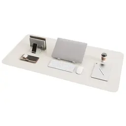 YSAGi Schreibtischunterlage aus Leder, rutschfest, 100x50cm, grau - Multifunktionales Mousepad für Büro und Home-Office