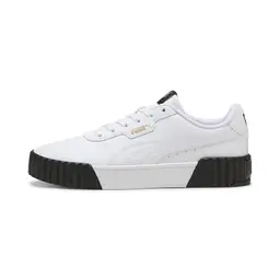 PUMA Damen Carina 3.0 Sneaker in Weiß-Gold-Schwarz, Größe 38 EU