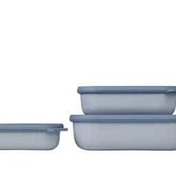 Mepal Multischale Cirqula 3-teiliges Set - Mikrowellen- und Aufbewahrungsboxen - 500, 1000 & 2000 ml - Nordic Blue