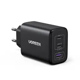 UGREEN 65W USB C Ladegerät, 3-Port Schnellladegerät für MacBook, iPad, iPhone 17, Galaxy S25, Pixel, Steam Deck (Schwarz)