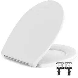 SURFOU Toilettendeckel O-Form, Absenkautomatik, bis 150 kg belastbar, weiß, Quick-Release, einfache Montage, leise