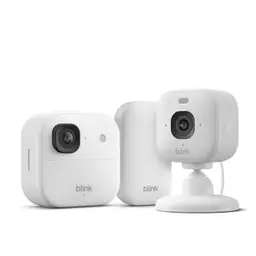 Blink Outdoor 2K+ Kamera mit Blink Mini 2K+ Innenkamera, Weiß, inkl. Sync Module Core