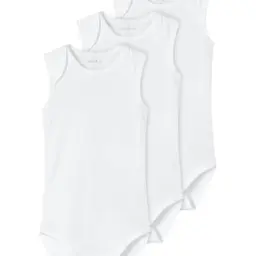 NAME IT Unisex Baby Nbnbody 3P Tank Strampler - Weiß, 50 EU