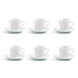Quid Renova Set mit 6 Tassen und Untertassen, Porzellan, 9 cl