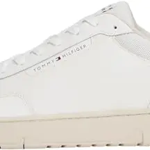 Tommy Hilfiger Herren Sneaker Cupsole Basket Low Top, Weiß (Ecru), Größe 39