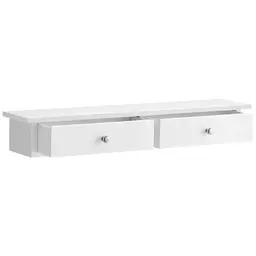 SONGMICS Wandregal mit 2 Schubladen, platzsparend und modern, für Flur, Wohnzimmer, Büro, weiß