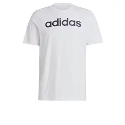 adidas Herren Essentials Linear Logo T-Shirt, Weiß/Schwarz, Größe L