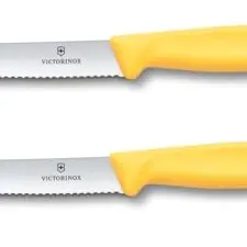 Victorinox Swiss Classic Frühstücksmesser 2er Set, Wellenschliff, Gelb