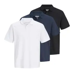JACK & JONES Herren Polo 3er Pack, kurzärmelig, Navy Blazer, XXL