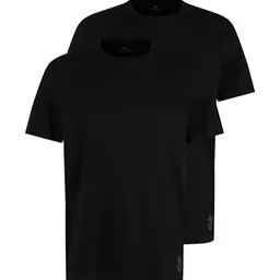 TOM TAILOR Herren Crewneck T-Shirt Doppelpack, Schwarz, XL