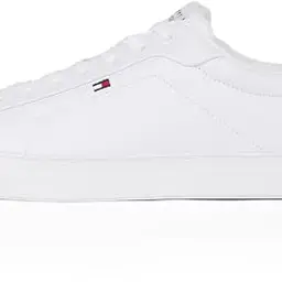 Tommy Hilfiger Herren Sneaker Court Icon Flag aus Leder, Weiß, Größe 40
