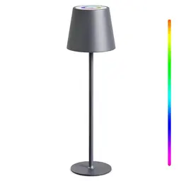 MALUX kabellose, dimmbare LED-Tischleuchte mit Akku, USB-C, wasserfest, grau