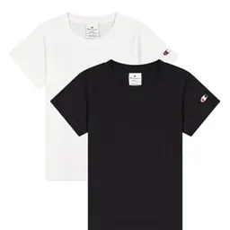 Champion Mädchen Crewneck T-Shirt 2er Pack, weiß/schwarz, 11-12 Jahre