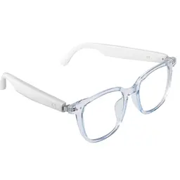 Tulbeys Damen Smart Glasses mit Bluetooth, Touchsteuerung und Sprachassistent, Blau Rahmen, weiße Bügel