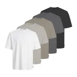 JJ REBEL Herren Loose Fit T-Shirt 5er Pack, Castlerock, XL