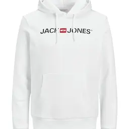 Herren Jack & Jones Kapuzenpullover mit Logo, Basic Sweater, normale Passform, Weiß, Größe M