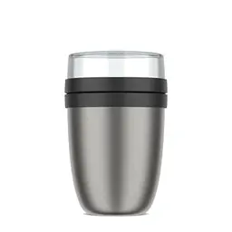 Mepal Thermobehälter Ellipse - Lunchpot für Joghurt & Suppe - Hält 6-8 Stunden heiß & 12 Stunden kalt - 500 + 200 ml - Nordic Black