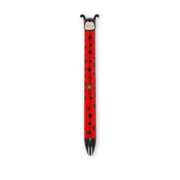 Legami Click&Clack Stift mit Ladybug Motiv, rot und schwarz, ideal für Schule und Büro, 1 mm Spitze