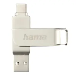 Hama USB Stick 128GB, USB C 3.1/3.0, USB A, ultra schnell, drehmechanismus, silber