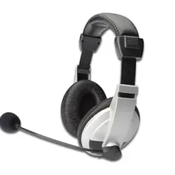 DIGITUS Stereo Multimedia Headset mit Mikrofon und Lautstärkeregler - 1,8m Kabel - Schwarz/Grau