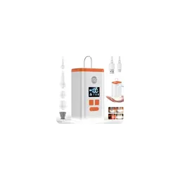 Elektrische Luftpumpe für Luftmatratze, Camping & mehr, tragbar mit 6 Düsen, 5000mAh Akku, orange