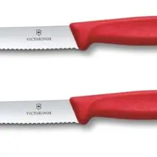Victorinox Swiss Classic Frühstücksmesser Set 2-teilig, 11 cm, Rostfreier Stahl, Rot