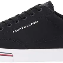 Tommy Hilfiger Herren Sneakers Long Lace Canvas Low Top, Schwarz, Größe 42