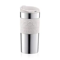 Bodum Travel Mug Edelstahl Thermobecher, Doppelwandig, 0,35 l, Off White