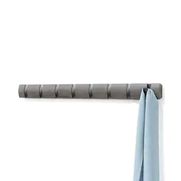 Umbra Flip 8 Garderobenhaken - Moderne, Platzsparende Leiste mit 8 Beweglichen Haken, Grau/Zinnfarben