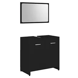 Schwarzes Badmöbel-Set aus Spanplatte