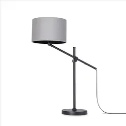 Paco Home Tischlampe Stehlampe aus Stoff, modern, stilvoll, in Grau/Schwarz, E27, für Wohnzimmer, Esszimmer und Schlafzimmer