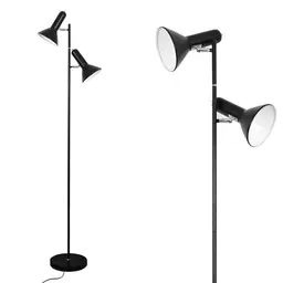 Amdelne Stehlampe E27, 2-flammig, 161cm hoch, Vintage Industrial Schwarz für Wohnzimmer, Schlafzimmer oder Büro