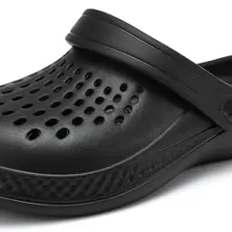 BARFULKER Herren Clogs Sommer Pantoletten Atmungsaktive Gartenschuhe rutschfest Schwarz 40/41 EU