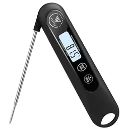 DOQAUS Digital Fleisch- und Backthermometer mit LCD, schnelles 3s Reaktionszeit, Auto ON/OFF, geeignet für Küche und Wein, Schwarz