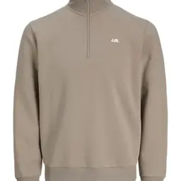 JJ Rebel Herren Sweatshirt mit Logo, Halb-Zip, Roasted Cashew, XL