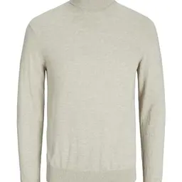 JACK & JONES Herren Rollkragenpullover | Basic Langarm Sweater in Beige, Größe L
