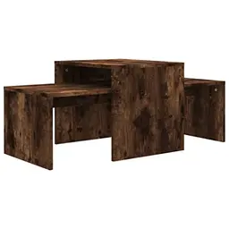 vidaXL Couchtisch Set - Beistelltisch, Wohnzimmertisch, Kaffeetisch aus Holz, Räuchereiche, 100x48x40cm